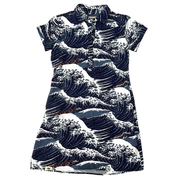 Western Aloha Popover Tropical Japan Hawaii Pacific Rower Floral Shirt Dress XS - Picture 1 of 7